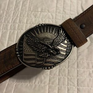Boot barn leather belt with belt buckle